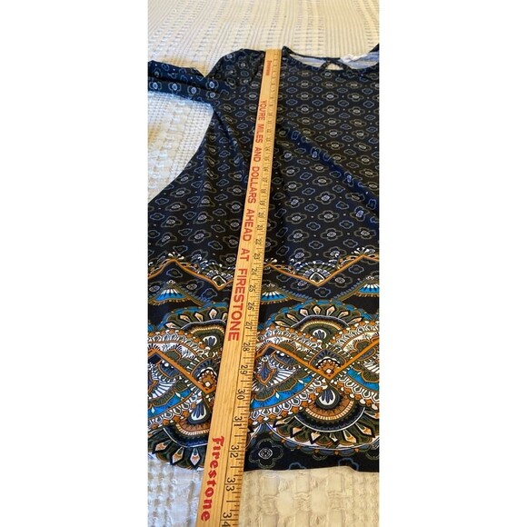 Derek Heart Dress Navy Blue Pattern Paisley Size  Small Long Sleeve 8% Spandex - Picture 11 of 11